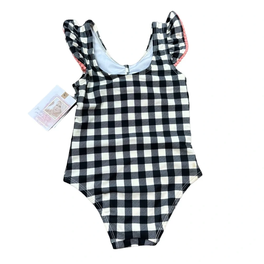 JESSICA SIMPSON: NWT Black & White Gingham One-Piece Toddler Swimsuit -Size 2T